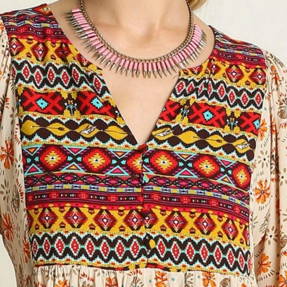 Umgee Boho Aztec Tunic/ Babydoll Dress NWT - Picture 4 of 11